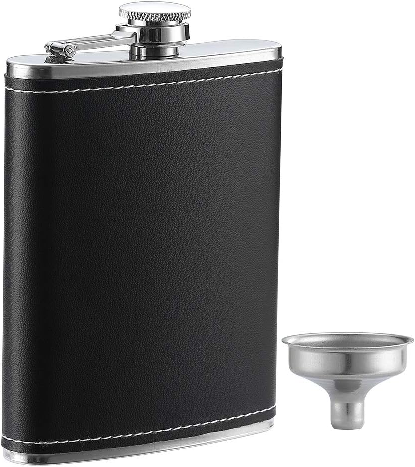 1 Pack Flask for Liquor and Funnel, Premium 8 Oz Leak Proof 18/8 Stainless Steel