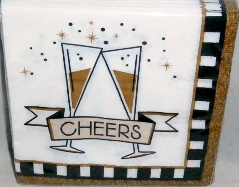 New Years Eve Beverage Napkins 16 Ct  2-Ply MIDNIGHT CELEBRATION 9 4/5