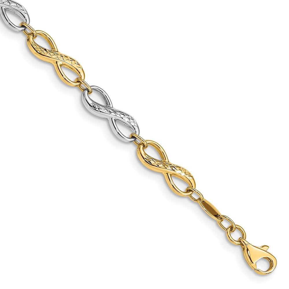 10k Two-Tone Gold Infinity Bracelet for Women 7.5 Inch 3.4g