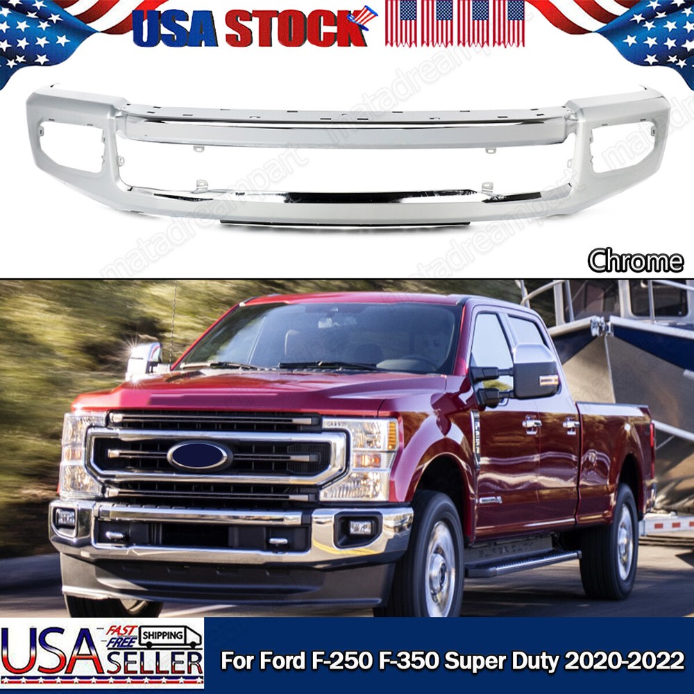 CHROME STELL FRONT BUMPER FACE BAR FOR 2020-2022 F-250 F-350 SUPER DUTY W/ FOG