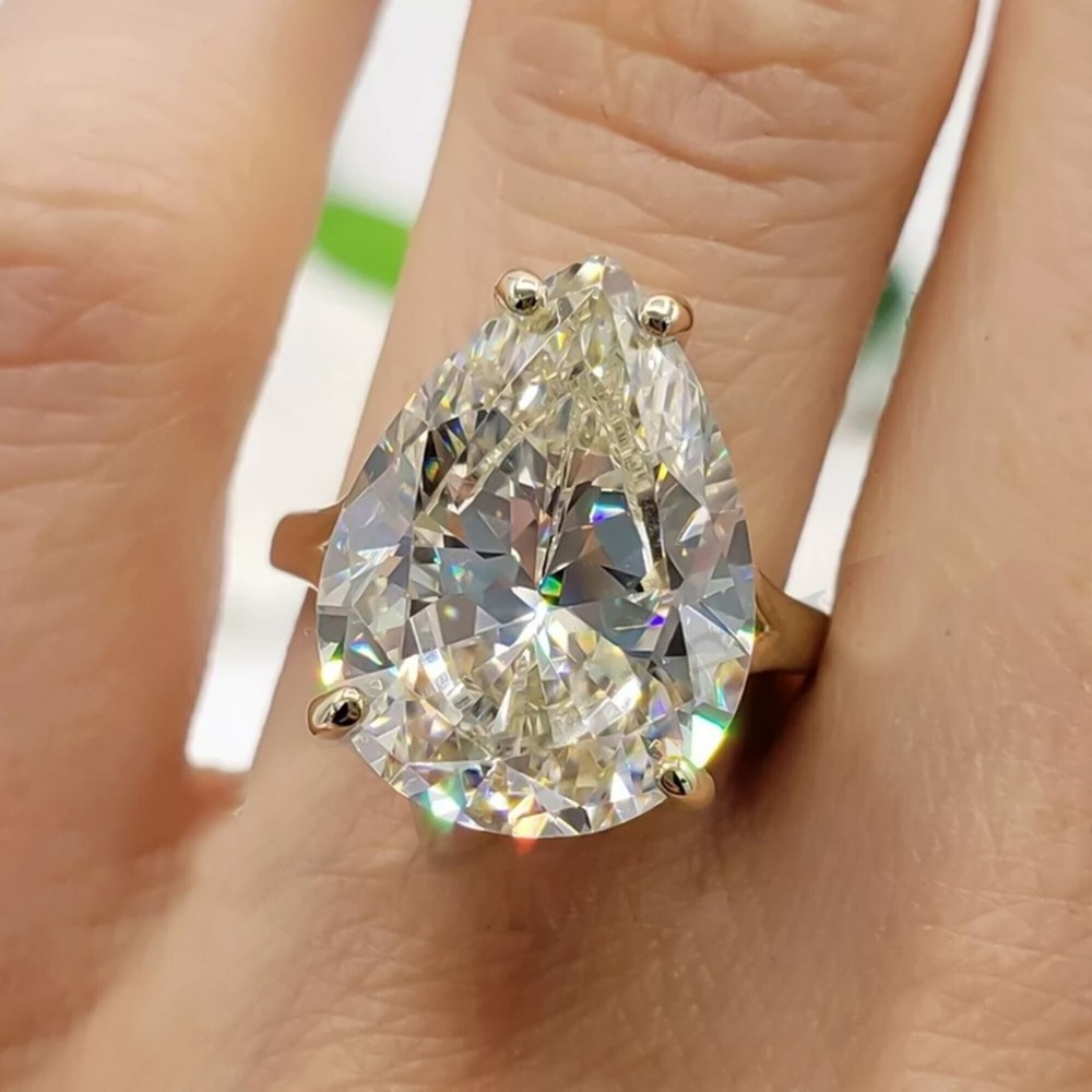 14.45 Ct. Off White Treated Diamond Ring 925 Silver Certified Statement Ring