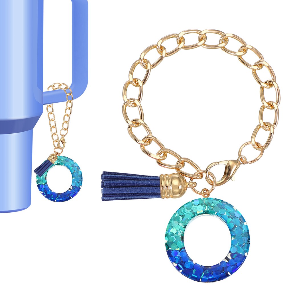 Letter Charm for Stanley Tumbler Cup Initial O Charm Accessories Keychain Blue