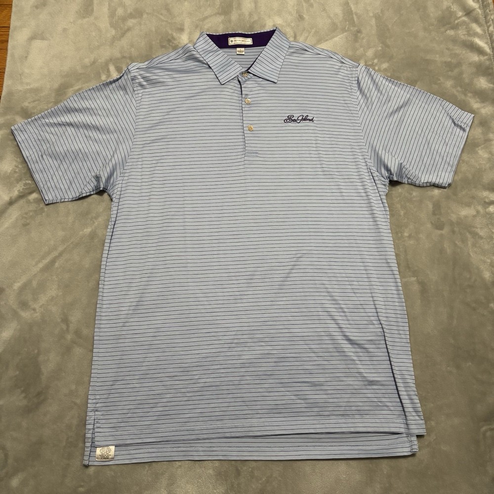 Vintage Peter Millar Sea Island Golf Polo Shirt Striped Stretch Men's Size Large