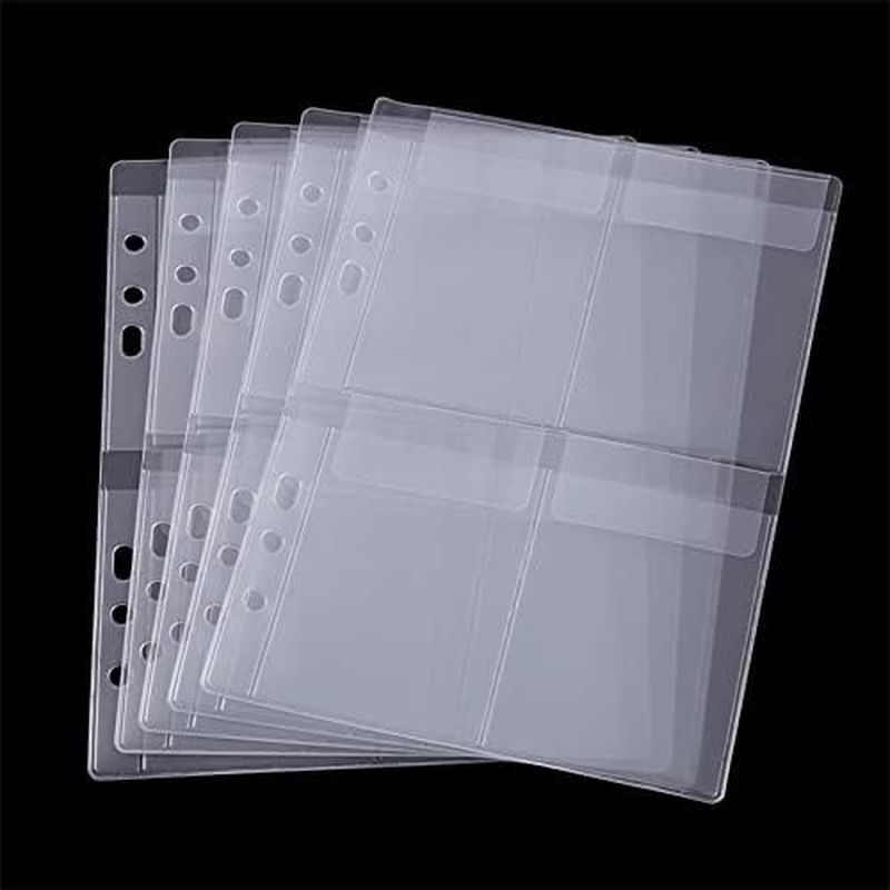 10 Sheet Binder Pockets Inserts with Four Pockets A5 Size 6 Hole Binder Folder f