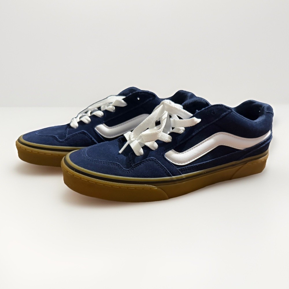 Vans Men's Sz 9.5 Caldrone Classic Suede Mesh Navy Gum Skate Shoes NWOT/B