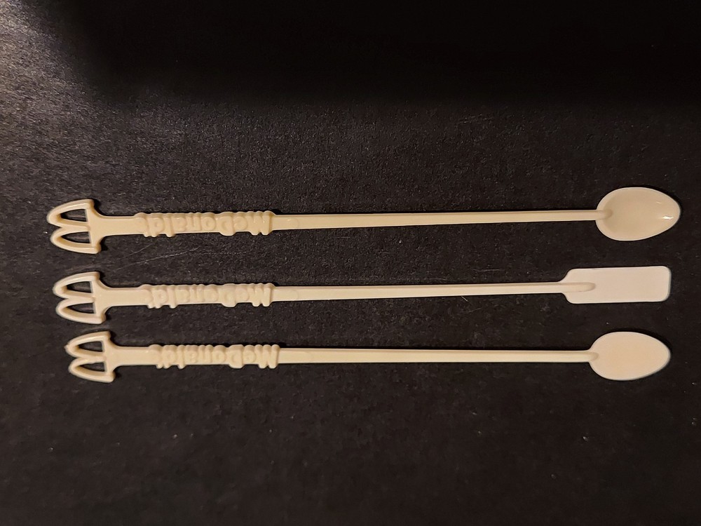 McDonald's Vintage Coffee Stirrer  Spoon Paddle Flat Spoon Lot Of 3