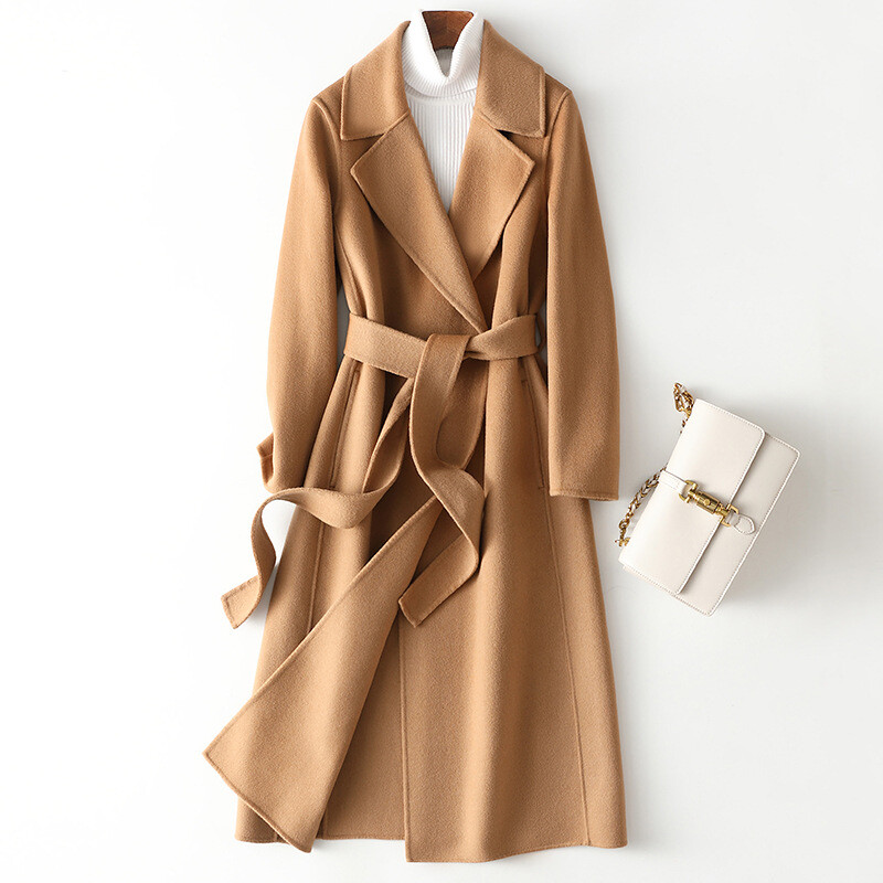Double Sided Cashmere Wool Coat for Women Long Slim Winter Warm Elegant-image