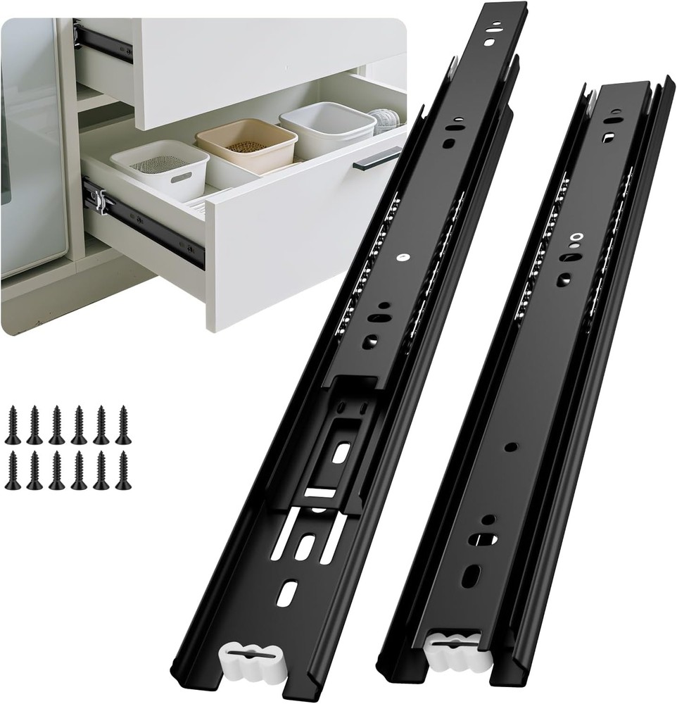 12 Inch Full Extension Ball Bearing Drawer Slides Side Mount Cabinet Rails 1 Pair-image