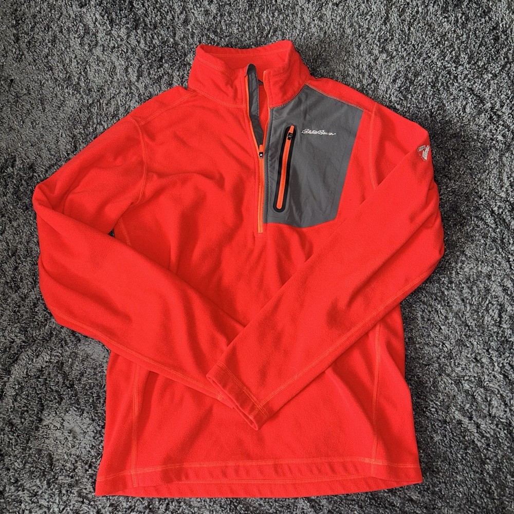 Eddie Bauer First Ascent 1/4 Zip Fleece Mens Small Pullover Red Lightweight