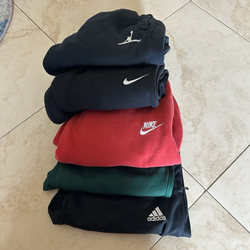 Adidas Nike Jordan Lot Of 5 Track Pants Mens Size M Sweatpants Joggers