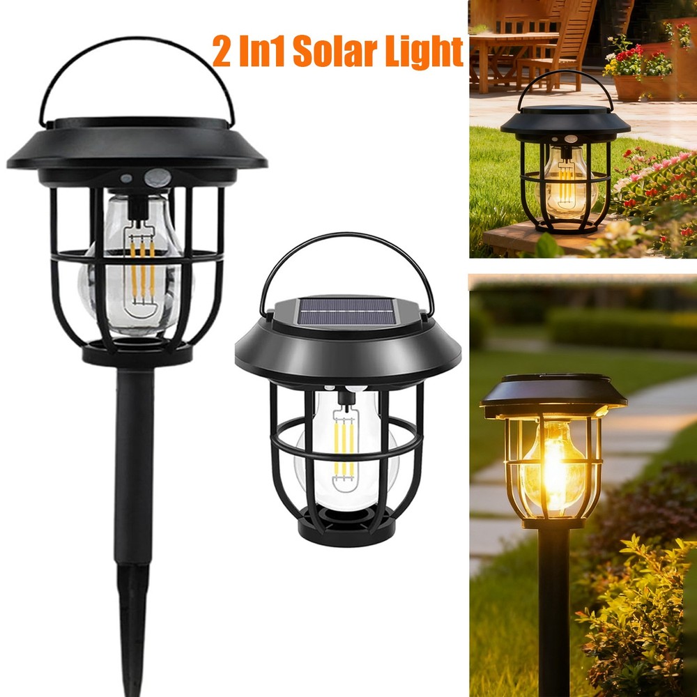 LED Solar Motion Sensor Light Outdoor Garden Pathway Wall Lantern Hanging Lamp