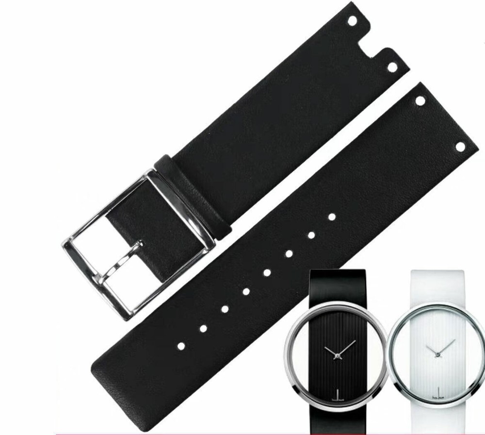 22mm New Leather Watch Band Strap Fit for CK K94231 K9423107 K9423101 Black/Red