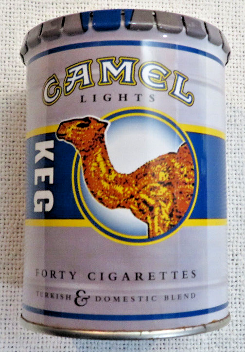 Vintage Camel 40 Cigarette Keg Metal Press Snap Top Lid Collector Tobacco Tin