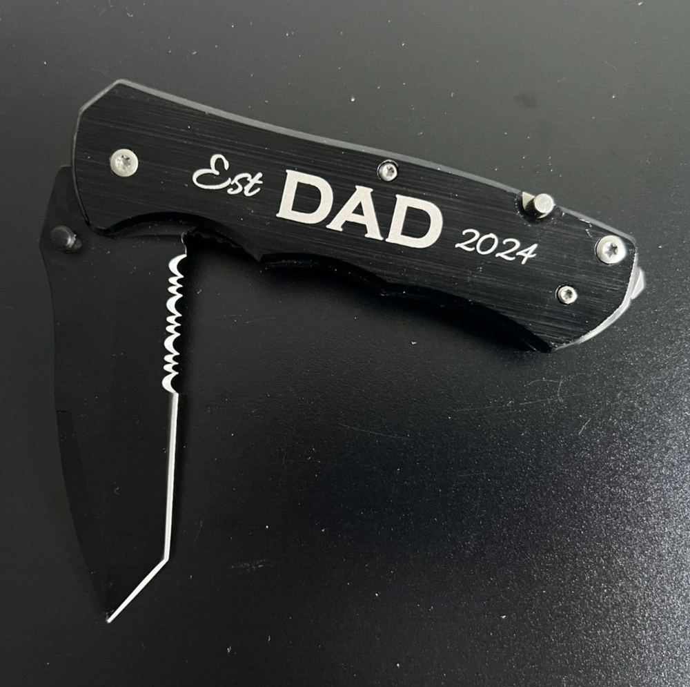 First Fathers Day Gift 2024 - Dad Est 2024 - Engraved Pocket Knife for Daddy-image