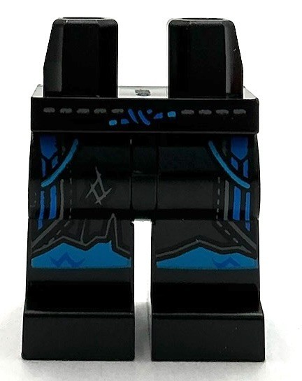 Lego New Black Minifig Pants Legs Blue Tied Belt Dark Bluish Gray Stitching Part
