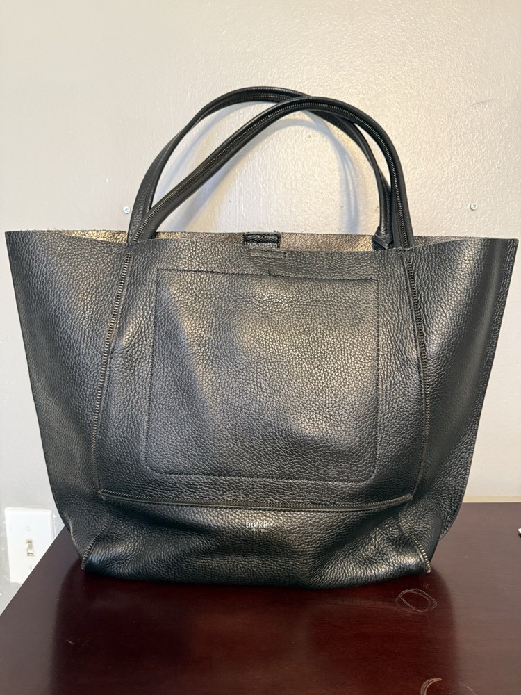 Botkier Shoulder Bag Purse Black Leather Zipper Details New