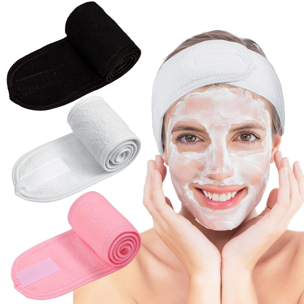 Spa Facial Headband Make up Wrap Head Terry Cloth Headband Adjustable Towel for