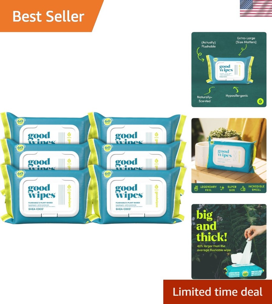 Septic Safe Plant-Based Wipes 360 Count – Shea Coco Cleansing Wipes for All Skin
