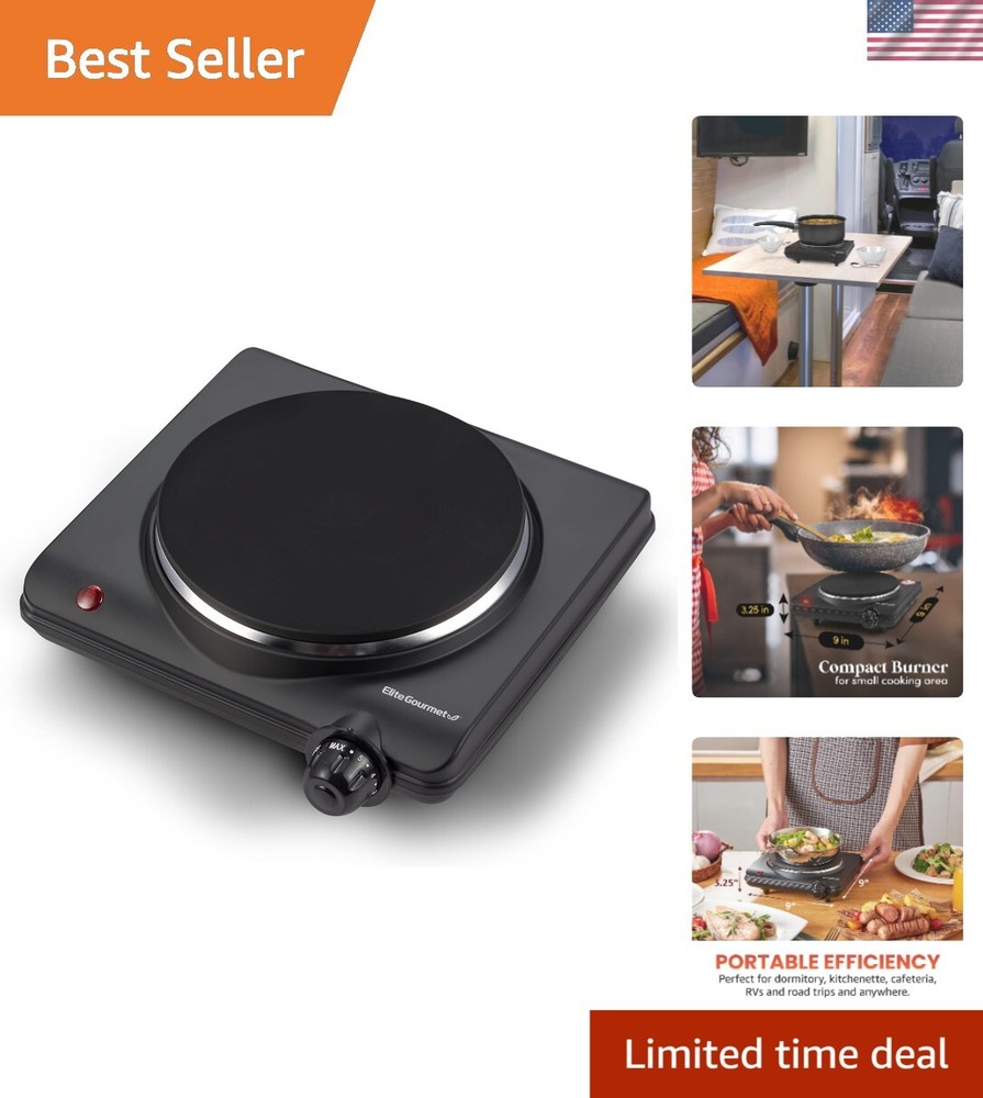 Portable 1000 Watts Electric Hot Plate - Compact Cast Iron Burner for All Needs