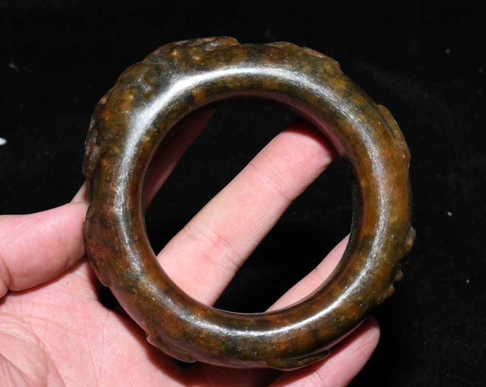 Hongshan Culture 3.6 Inch Ancient Jade Phoenix Carved Bracelet Bangle