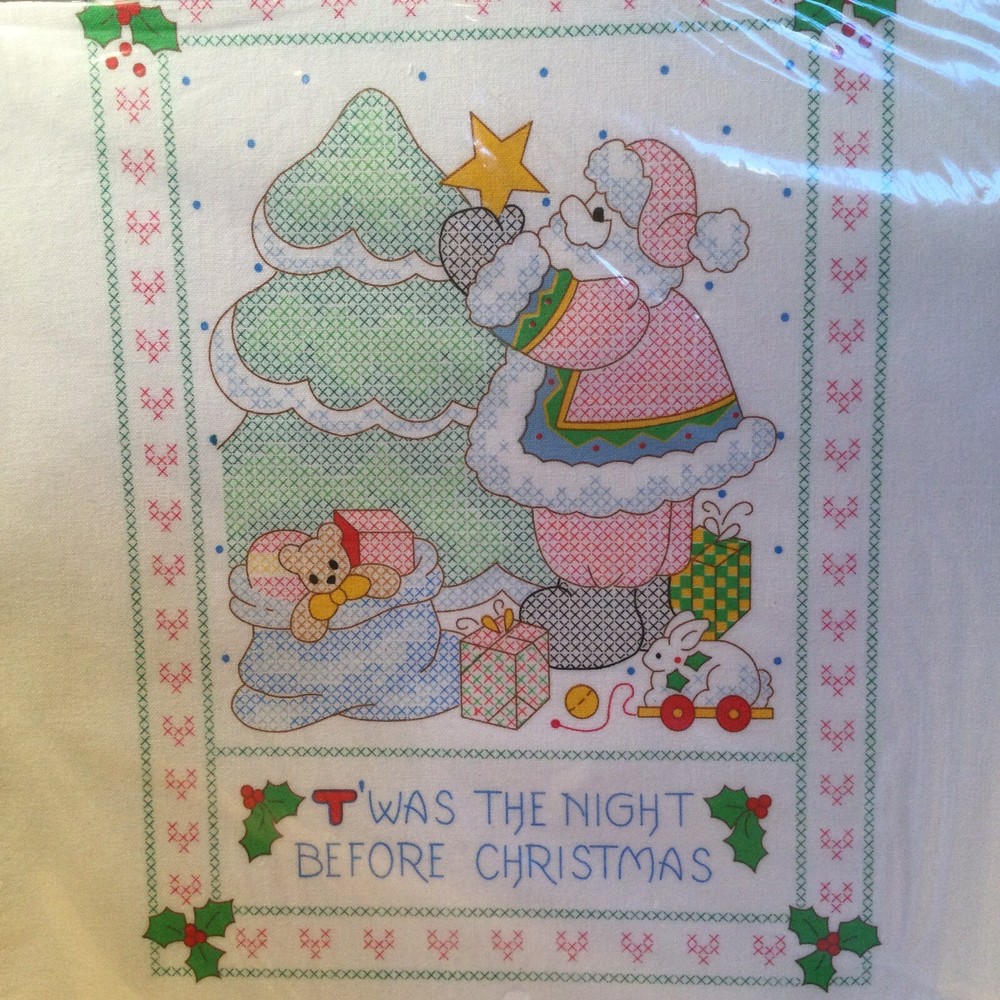 Daisy Kingdom Stamped Cross Stitch Sampler #63451 Christmas Santa VTG 1992 NOS