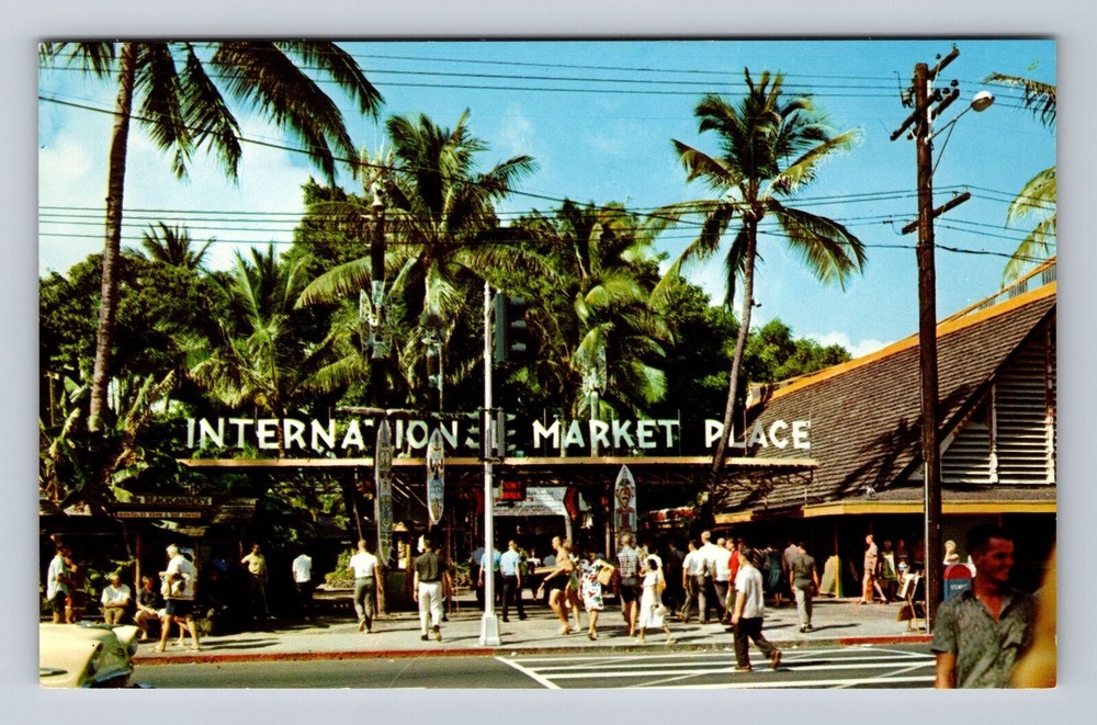 Waikiki HI- Hawaii, International Market Place, Antique, Vintage Postcard
