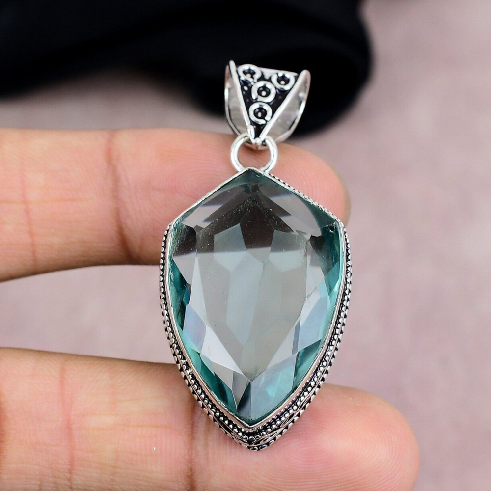 Aquamarine Gemstone Pendant 925 Sterling Silver Handmade Pendant Jewelry Gift