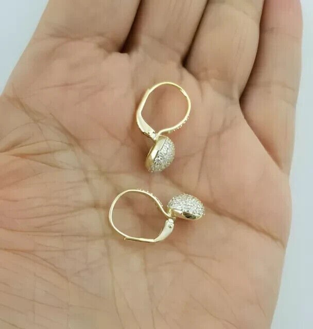 14K Yellow Gold Plated In 1Ct Round Cut Simulated Diamond Drop & Dangle Earrings