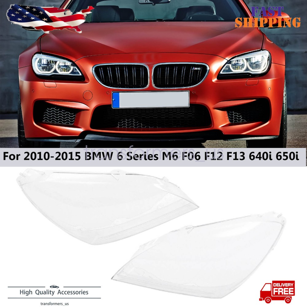 For BMW 6 Series M6 F06 F12 F13 640i 650i Coupe 2012-2015 Headlight Lens Cover