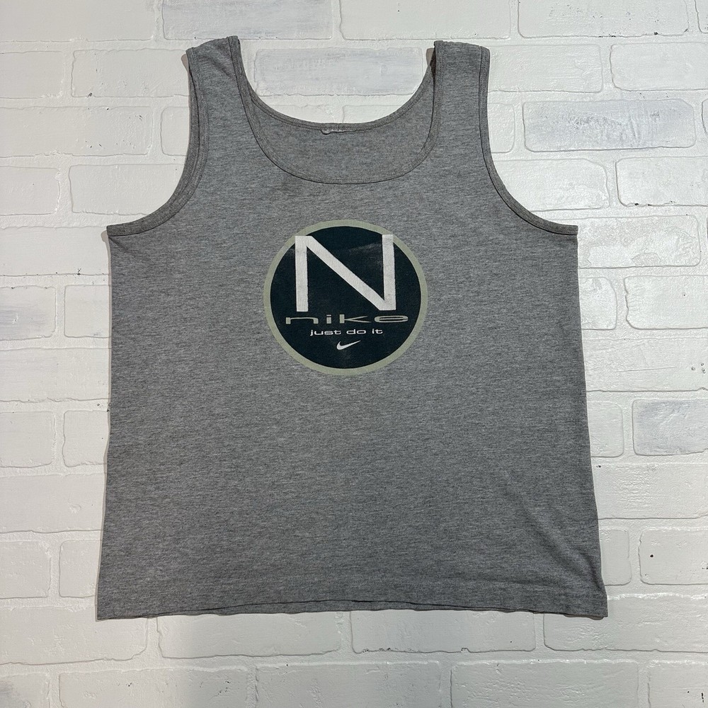 Vintage Nike Mens Small Muscle Shirt Tank Top Logo Cropped Boxy Y2K *