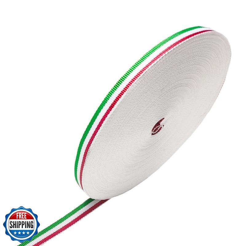 3/8 Inch Green White Red Italian Flag Grosgrain Ribbon 55 Yards