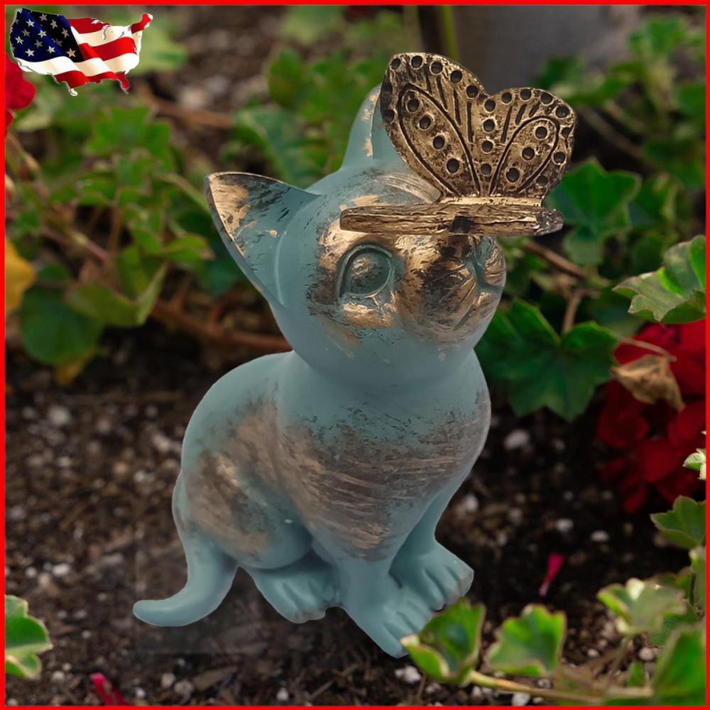 Resin Cat Sculpture Art Ornament Cat Animal Sculpture Handicraft for Garden Yard