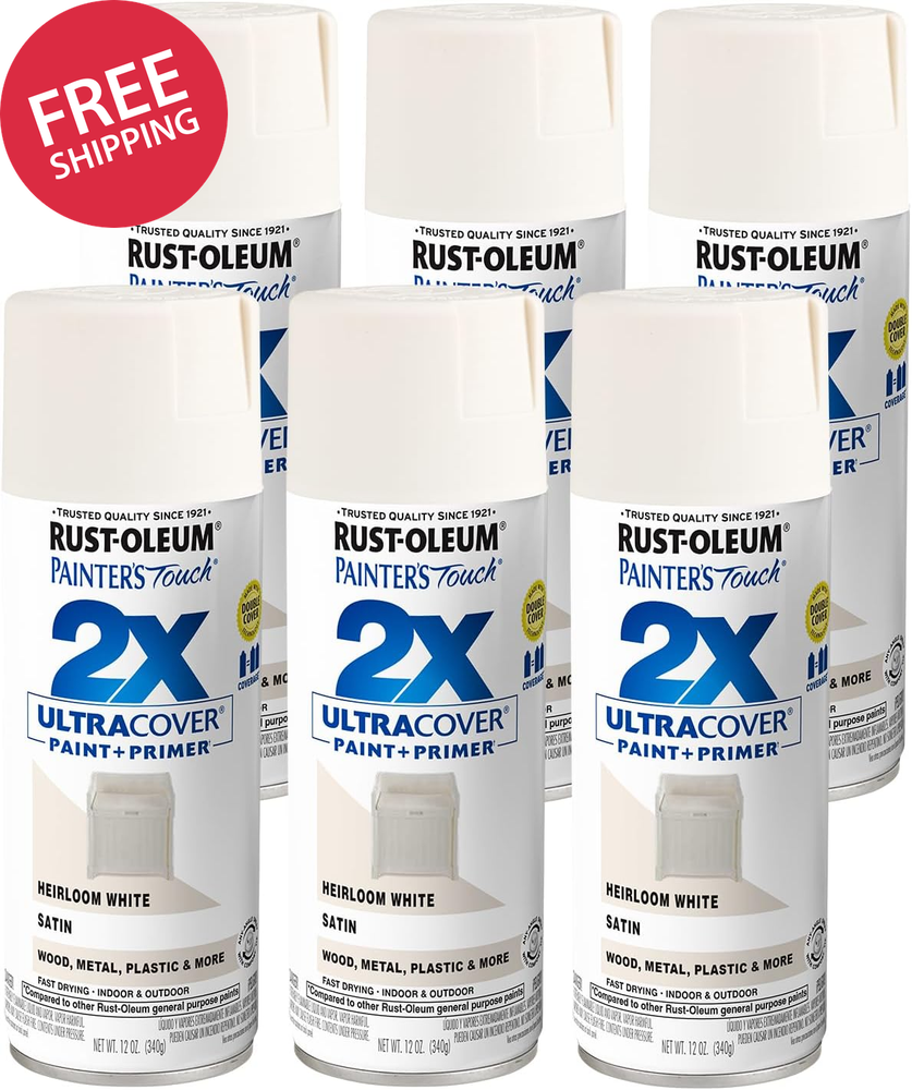 249076-6PK Painter'S Touch 2X Ultra Cover Spray Paint, 12 Oz, Satin Heirloom Whi