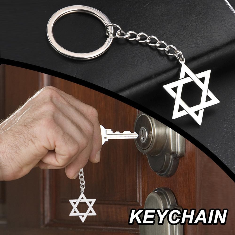 Star of David Keychain Israel Jewish Hexagram Amulet Jewelry NUKSY Keyring 9CV2
