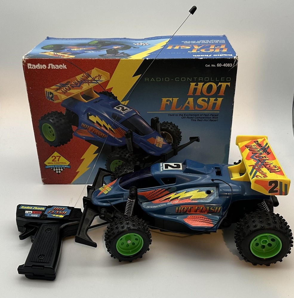 Vintage Radio Shack RC Radio Controlled Blue Buggy Car Hot Flash W/Box.  WORKS
