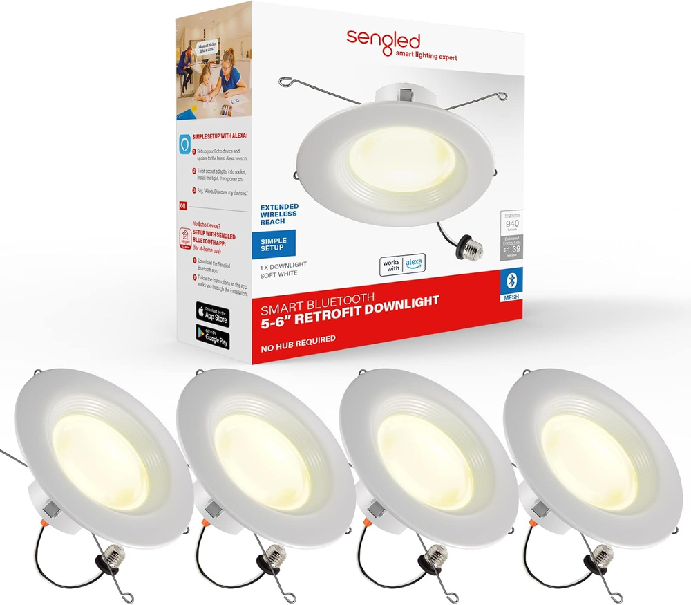 Smart Recessed Lighting, 5/6 Inch, S1 Auto Pairing with Alexa Devices, Led Li...