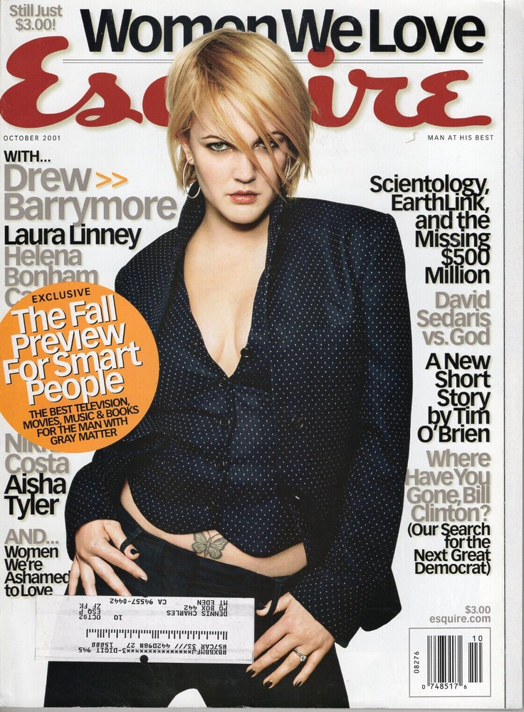 Esquire Magazine 10/01 Drew Barrymore Will Ferrell October 2001 WOMEN WE LOVE