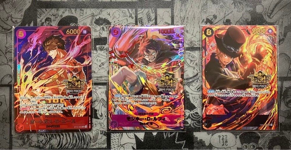 One Piece Card 3rd Anniversary Luffy Ace Sabo 3 brothers Set Promo Japanese