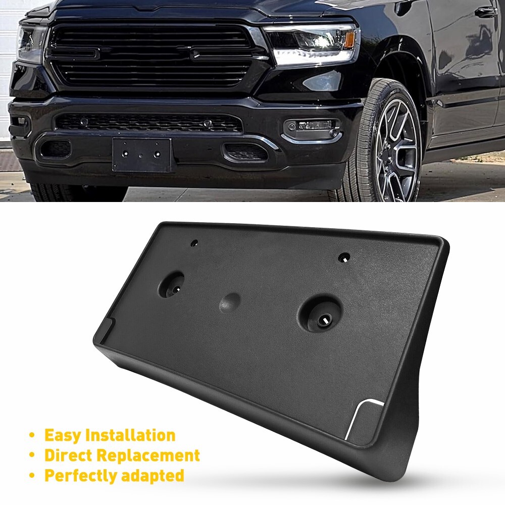 For 2019-2022 Dodge Ram License Front Tag 1500 Plate Frame Bracket Holder Black