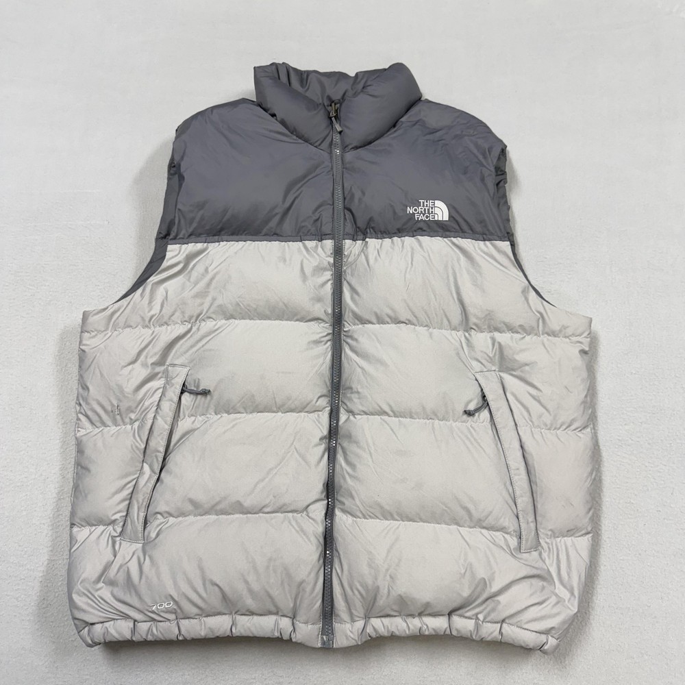 The North Face Vest Mens XL Gray Nuptse 700 Down Puffer Full Zip Outdoor Ski