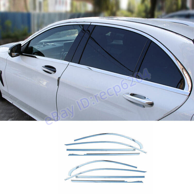 Chrome Stainless Windows Sill Molding Strip Trim 8pcs For Benz C-Class 2015-2021