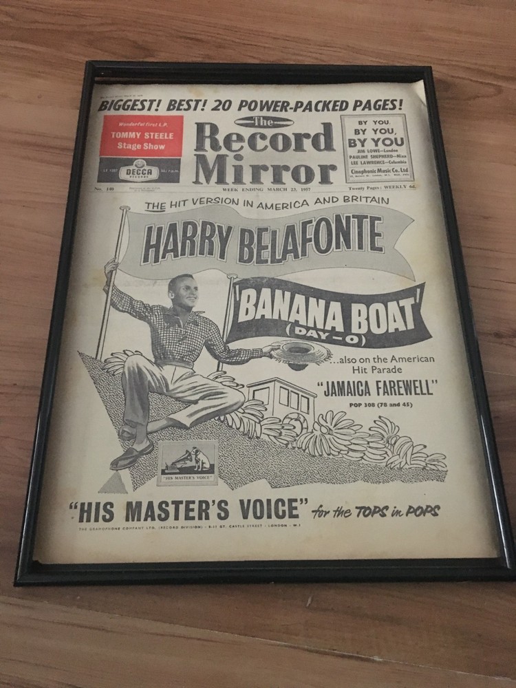 Original 1957 Harry Belafonte Banana Boat A3 Framed Poster Advert