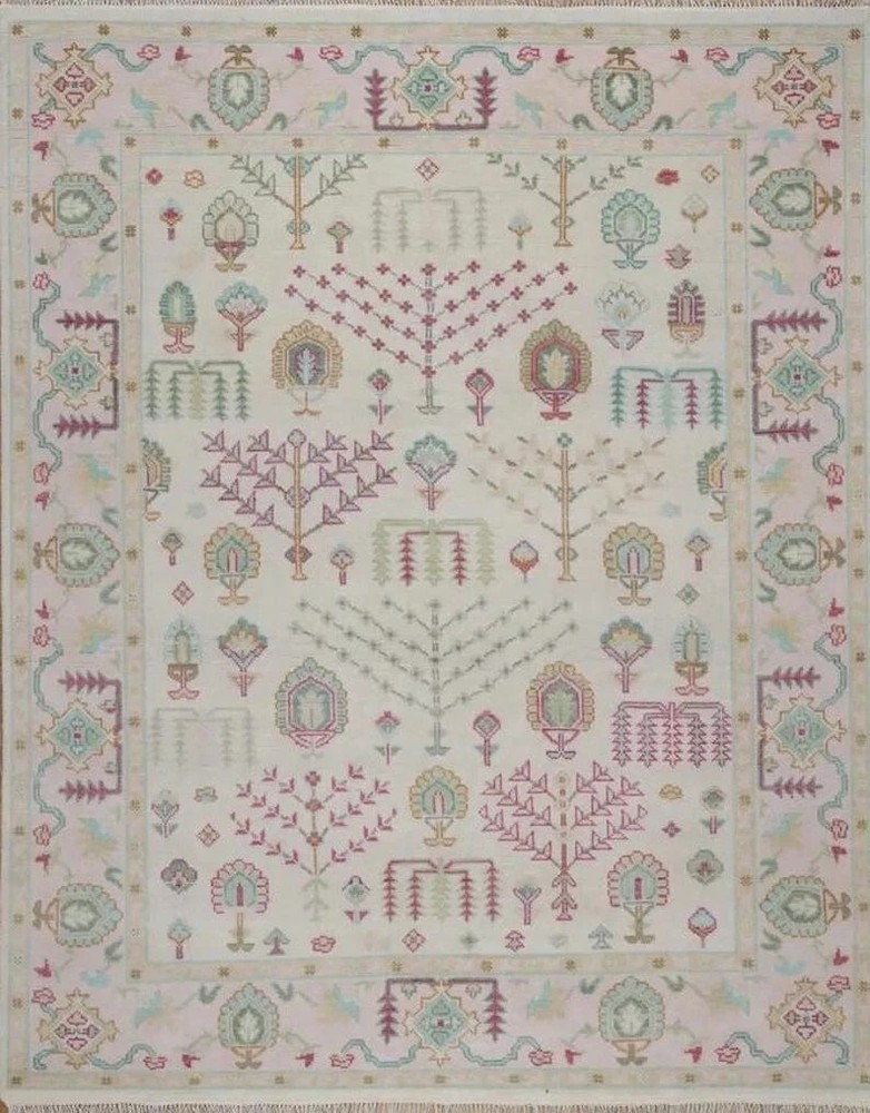 Handwoven Moroccan Berber Wool Rug Color Cream/Light Pink Design Carpet Area Rug