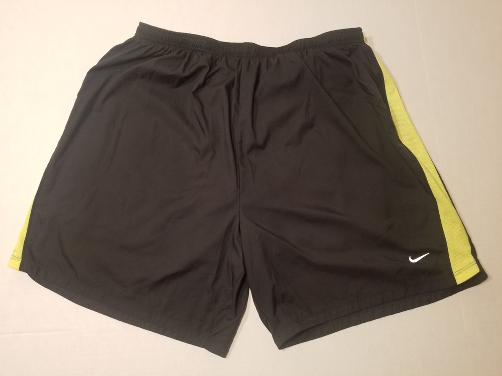 Men's Dri Fit Lined Running Shorts Black Gray Lined 2XL