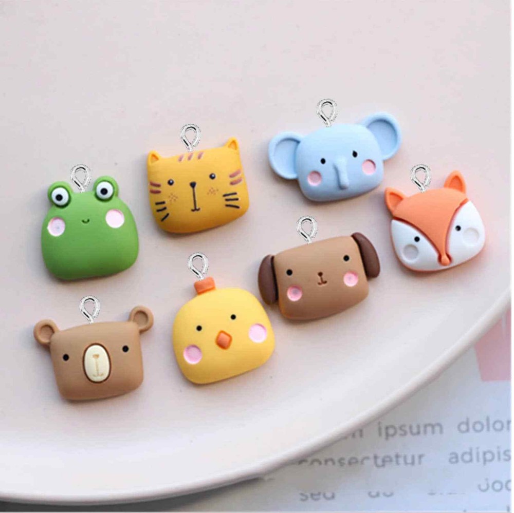 15x20mm Resin Animal Charms Frog Chicken Dog Fox Elephant Bear Cat