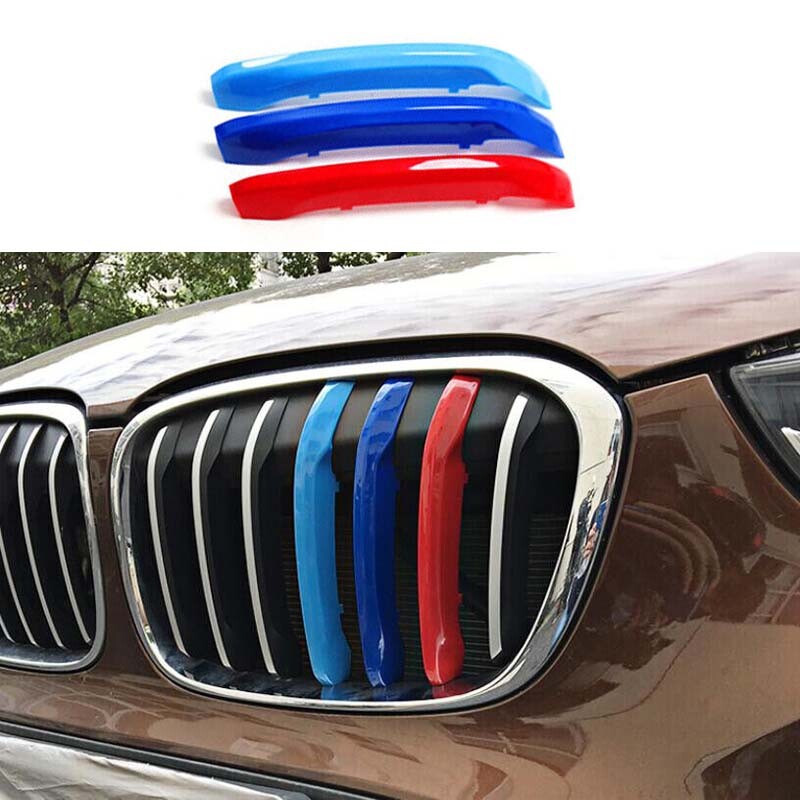 3-Color Fit For BMW X1 Cover Trim 2016-2018 2019 3PCS Front Grille Grill Ring