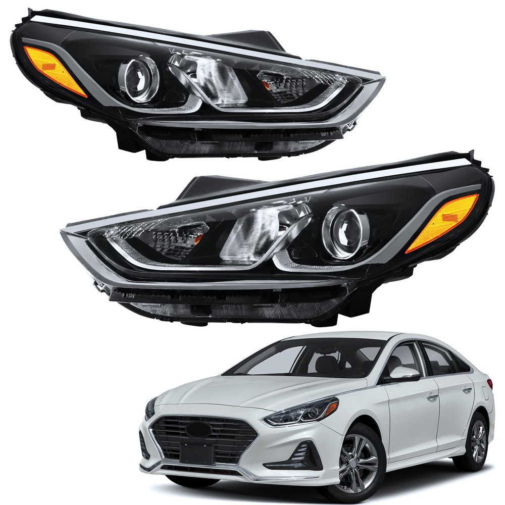 2018-2020 Hyundai Sonata Halogen Headlights Pair Left Right Non-LED