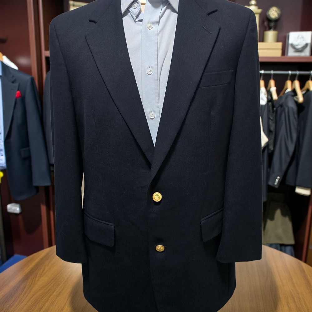 Vtg Brooks Brothers Blazer 40L Navy Gold Button Blazer 24 Inch Arms