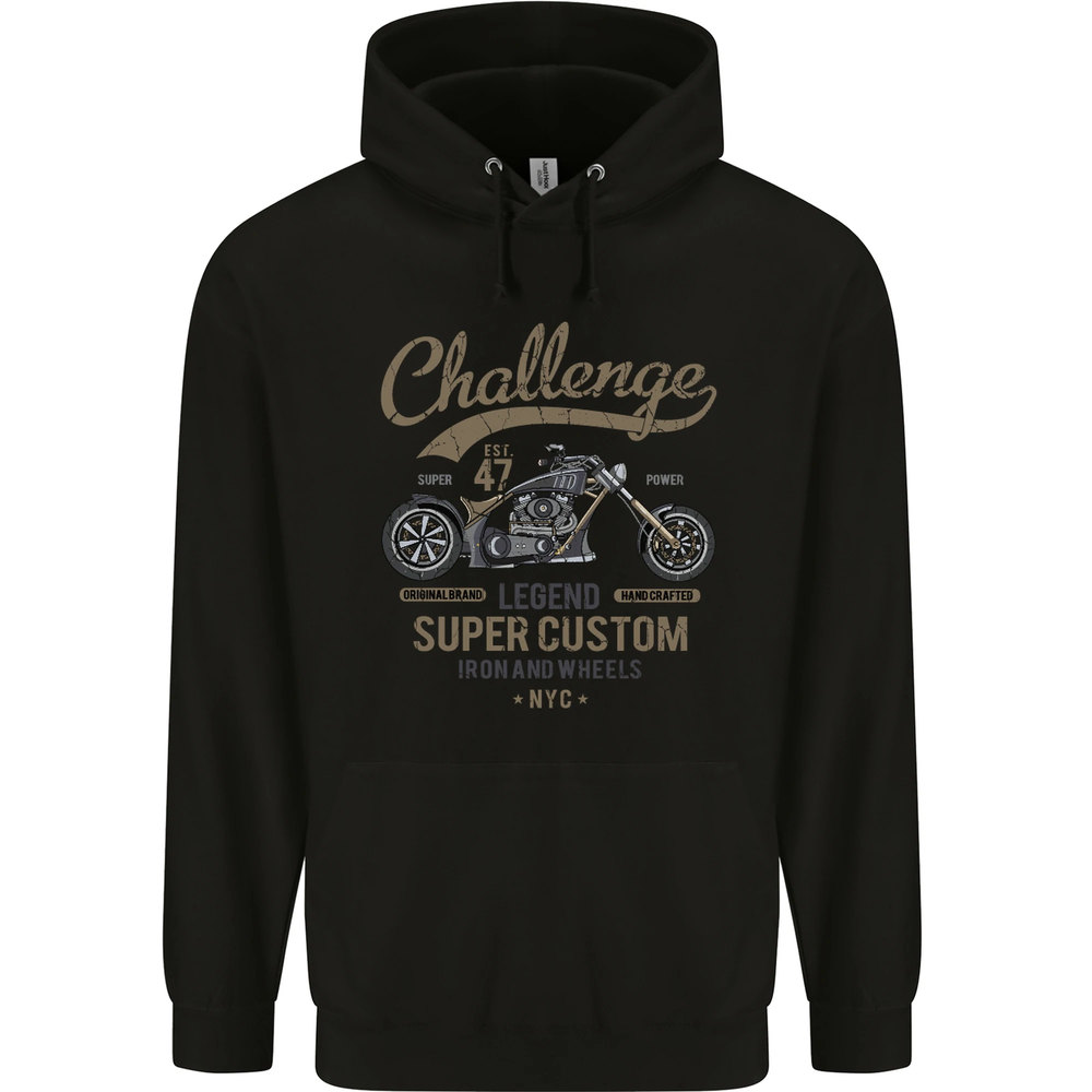 Challenge Legend Custom Chopper Motorbike Mens 80% Cotton Hoodie