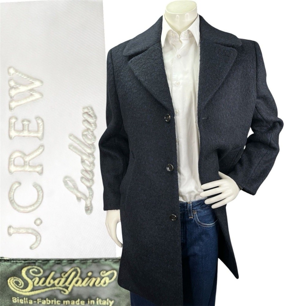 J.Crew Ludlow Men 38S Topcoat Heavyweight Italian Wool Navy Overcoat Peacoat